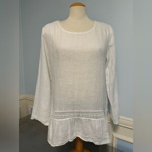 Terzo Millennio - linen and crochet long sleeve tunic
